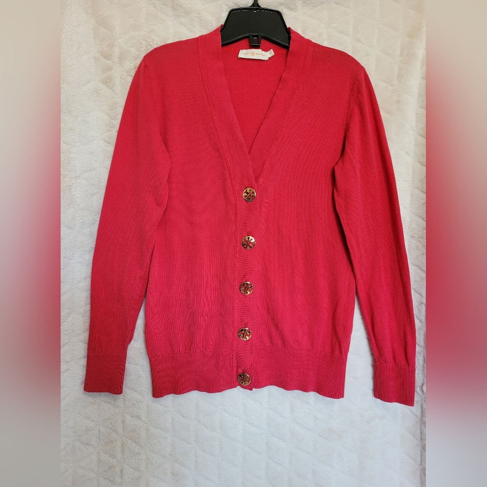 Tory Burch Red Cotton Cardigan